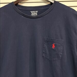 Ralph Lauren Navy Crew Neck Long Sleeve T Shirt with Red polo SIZE XL